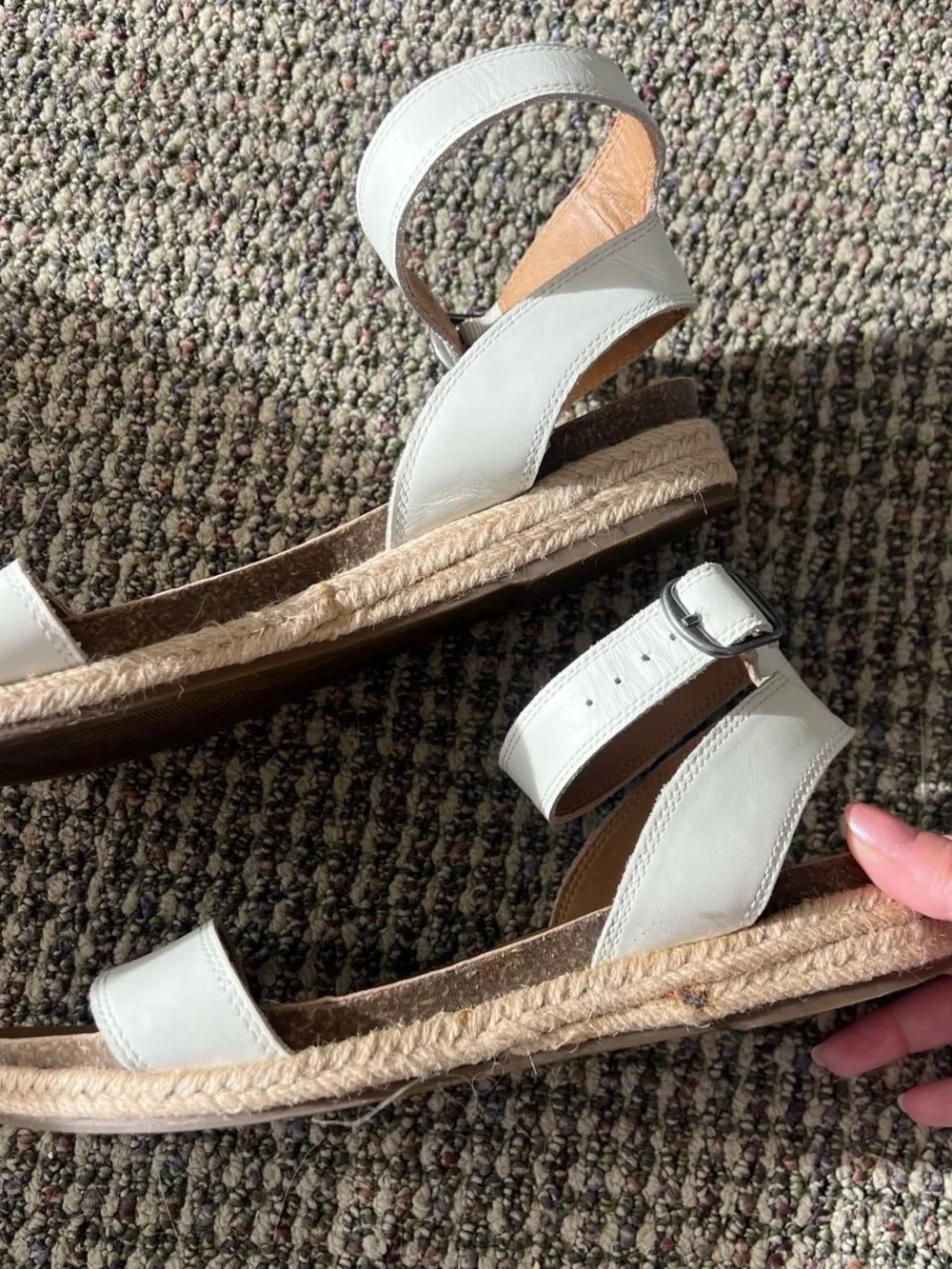 Lucky Brand White Ankle-Strap Espadrille Flat Sandals